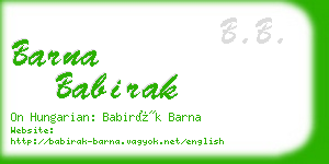 barna babirak business card